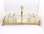 Vintage Art Deco Ashtray Glass Ornate Caddy Trinket Box Cigarette Salt Cellar