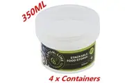 4 x 350ML Screw Top Stack-able Plastic Food Storage Container Box Tubs Lid BPAFree m