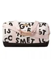 New! Benefit Cosmetics Laughter Is The Best Canvas Duffel Duffle Blk/white Bag