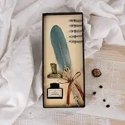 Vintage Feather Quill Dip Pen Writing Ink Set Perfect for Signing Handwriting School Office Stationery Gift Excellent Wedding Souvenir