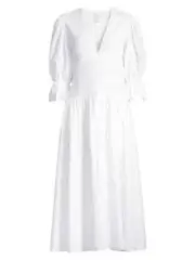 NWT La Vie Rebecca Taylor Leaf Embroidered in Milk White Button Front Dress XS