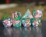 Galactic Verdant Glades - Handmade Resin 7 Piece DND RPG 5e Sharp Edge Dice Set