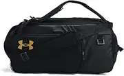 [Under Armour] Contain Duo Unisex Adults Duffel Bags, Black,Size M, Black / / Metallic Gold, M