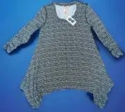 PHILOSOPHY SHARKBITE TUNIC TOP WOMEN SMALL LAGENLOOK BOHO FESTIVAL WHITE SPECKLE