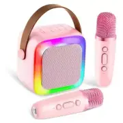 Kids Karaoke Machine for Adults, Mini Portable Karaoke Bluetooth Pink-2 Mics
