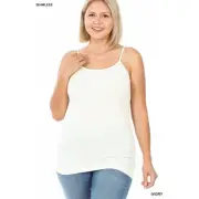 2X/3X Ivory White Seamless Camisole with Adjustable Straps Plus Size Neutral