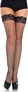 [Leg Avenue] Women's Fishnet Thigh High Stockings with Silicone Lace Top