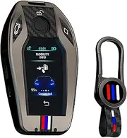 ontto luminous car key cover fit for BMW G30 G12 G11 G32 G31 5 7 Series I8 I12 I15 G01 X3 X4 G02 G05 X5 G07 X7 Display Metal Smart Shell case key holder keyring keychain styling Accessories Black 1