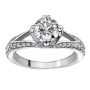 1.60 CT Split Shank Diamond Engagement Ring in 14K White Gold Pave Setting NEW