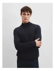 [Country Road] Verified Australian Merino Wool Half Zip Knit in Navy Melange