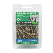 Zenith 10G x 45mm Gold Passivated Type 17 Wafer Head Timber Screws - 50 Pack
