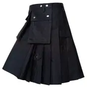 Scottish Handmade Utility Kilt Black Work wear Utility kilt for Working Men