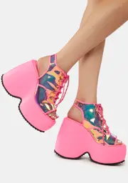 [Lemon Drop by Privileged] Pink Saphira Platform Wedges