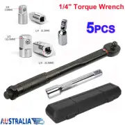 AU 5Pcs 1/4" Drive Click Torque Wrench Ratchet Socket with Adaptor Extension Set