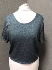 Topshop Low Back Sparkle Top Greeen UK 16 RRP £20 LN131 ii 01
