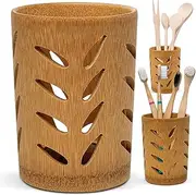 Bamboo Toothbrush Holder For Bathroom Toothbrush Cup With Drainage Quick Drying Bathroom Cup Toothpaste Holder Degradable Cup