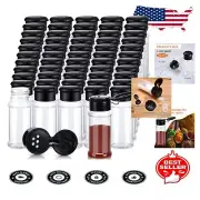 Set of 100 Spice Jars - Lightweight 100ml Transparent Bottles with Shaker Lids