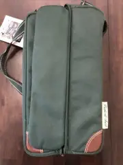 Picnic at Ascot Insulated Wine Carrier Green Canvas Bag w/ Cups and Opener