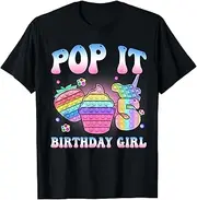 [X.Style] 5th Birthday Fidget Toy Pop It Birthday Girl 5 Years Old ds329 T-Shirt (S) Black