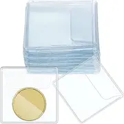 Fainne 50 Pcs Single Pocket Coin Sleeves Collector Individual Clear Plastic Sleeves Holder Small Plastic Coin Holder Pouch Single Protector for Jewelry Storage, clear, 2.2 Inches, Square