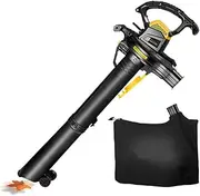 3 in 1 Electric Leaf Blower, 3800W Garden Leaf Blower & Vacuum Shredder with 40LCollection Bag, 16:1 Shredding Ratio, for Blowing Leaves, Chips, Dust, Debris, Grass Cuttings