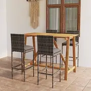 5 Piece Garden Bar Set with Cushions Grey Patio Bar Sets