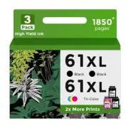 61XL Ink Cartridge Black Color Combo Pack (3-Pack) Replacement for HP Ink 61 ...