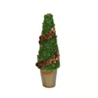18 In. Green Artificial Cone Shape Cedar Topiary Plants in Rustic Tin Pot