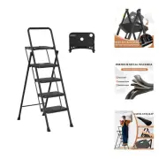 4 Step Ladder, Folding Step Stool with Wide Anti-Slip Pedal, Sturdy Steel Lad...