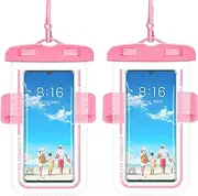 Universal Waterproof Mobile Phone Case, Waterproof Bag for iPhone 14 13 12 11 Pro Max Plus Galaxy S23 Pixel, Underwater Mobile Phone Case for Holiday Essentials, up to 7.2 Pink/Black