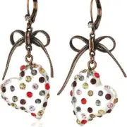 Betsey Johnson Stone Lucite Heart Drop Earrings