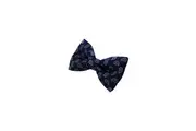 Mens Navy Blue & Silver Paisley Pattern Bow Tie