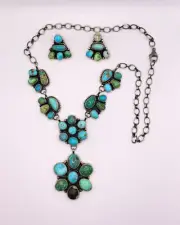 Turquoise Cluster Necklace & Earrings - Travis Jim
