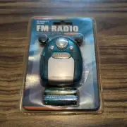 Auto Scan Mini FM Radio with Earphones Mini Flashlight Blue- New