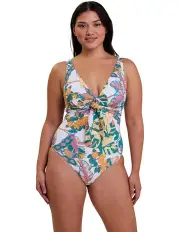 [Sans Complexe] Fidji Knot Detail V Neck One-Piece Swimsuit in White