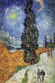 Road with Cypress and Star van Gogh Tile Mural Kitchen Wall Backsplash 17x25.5