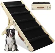 Dog Ramp Portable Folding, 80cm Long Dog Stairs Pet Ramp 5 Adjustable 10" to 19" Non-Slip Truck Car Ramp Stairs Step Ladder for Pet Car Bed Couch Sofa (Black)