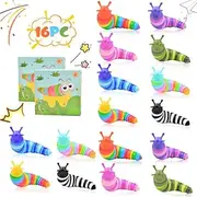 Cevioce 16 PCS Fidget Toys Slug for Adults Anxiety Sensory Toys for Party Favors Toddler Fidget Toys Age 3-4 ADHD Autism Toys for Anxiety Stress Christmas Stocking Stuffers Gifts for Boys Girls