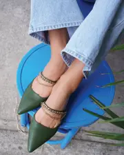 [Belle & Bloom] On The Go Leather Flat - Khaki