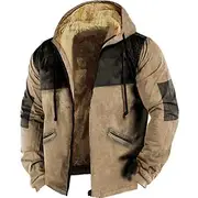 Men's Zip Up Hoodie Full Zip Hoodie Fuzzy Sherpa Fleece Jacket Fleece Hoodie Blue Khaki Gray Hooded Plain Zip Up Zipper Pocket Sports Outdoor Daily Weekend Po