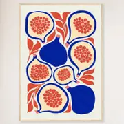 Galrie Vibrant Fig Print from Abstract Fruit Collection - Kitchen Wall Art Decoration, Wood Frame, A4 21 x 30cm (8 x 12inch)