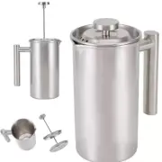 Stainless Steel Coffee Plunger.Insulated Coffee Tea Plunger 1000ml Free Shipping