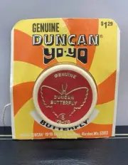 Rare Vintage Genuine Duncan Yo Yo Butterfly On The Card / Red White Border Rare