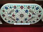 4'x2' White Marble peacock coffee side Table Top Inlay lapis antique pietra dura
