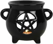 Botega Exclusive Pentacle Cauldron Tealight Candle Ceramic Oil Burner 4” Tall