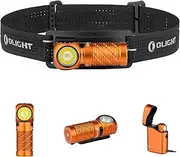 OLIGHT Perun 3 Mini Kit LED Rechargeable Headlamp with Charging case Max 1250 Lumens Max 60 Days IPX8 Waterproof Torch Features 5 White Light and 3 Red Light Modes (Orange)