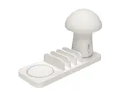 Wireless Charging Bracket For Mushroom Lamp With Multiple Usb Sockets - White