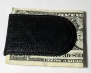 Men's Black Leather Money Clip Thin Wallet ID Holder