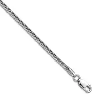 [JewelryWeb] 925 Sterling Silver Rhodium Plated 2.5mm Sparkle Cut Square Spiga Chain Necklace Chain-Necklace for Women and Men
