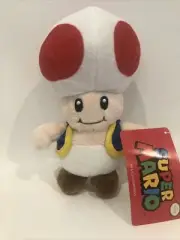 Super Mario Bros Toad 8” Plush Nintendo Good Stuff New